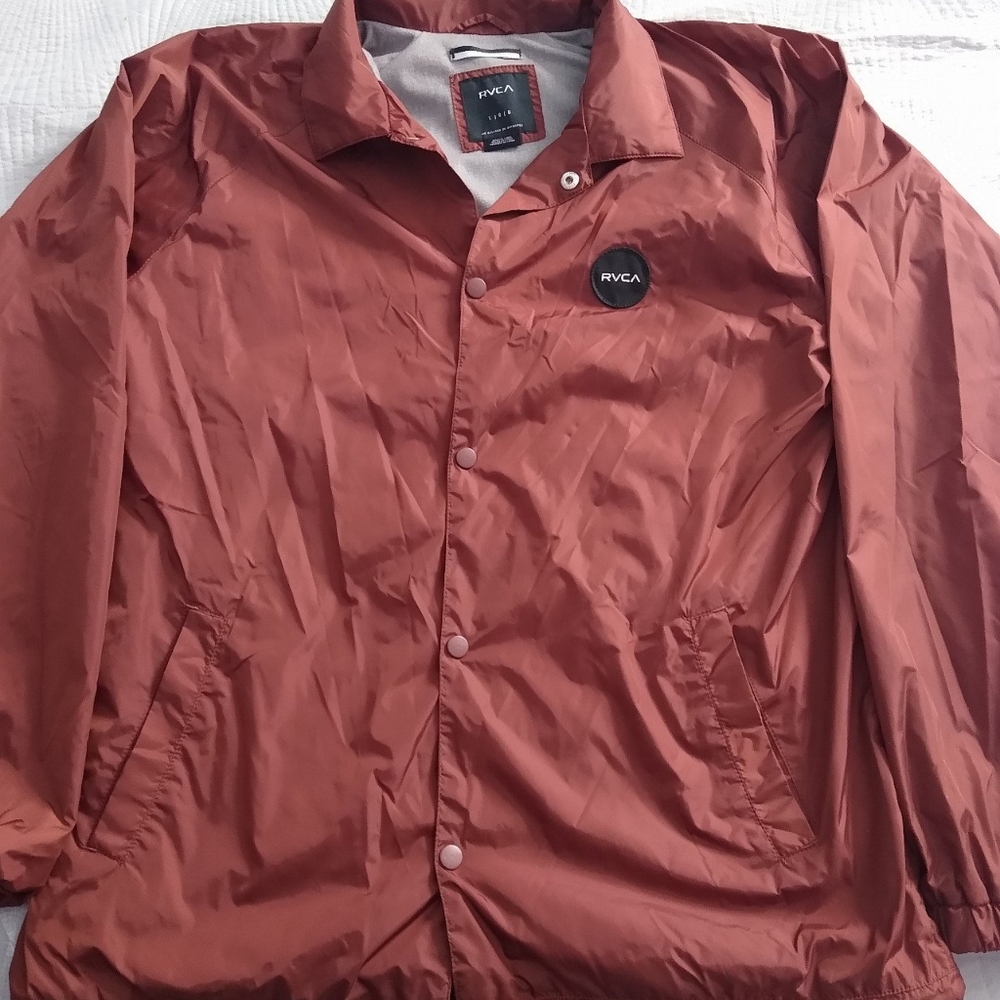 RVCA Men's Size Large Orange Windbreaker Jacket
